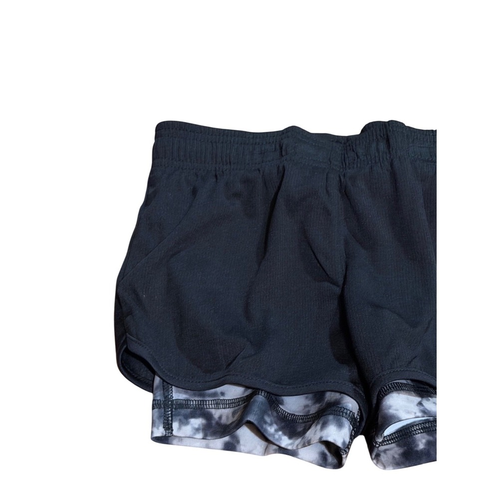 Umbro Running Shorts Black White Marble 2-in-1 Athletic Layered Small 6 Girls - Picture 2 of 5